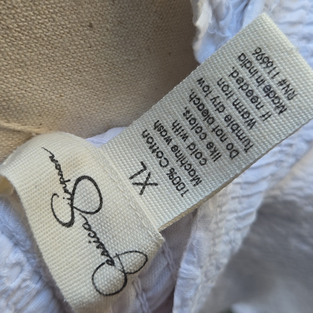 Jessica Simpson White Eyelet Smocked Bodice Jumpsuit Size Extra Large - Picture 12 of 12